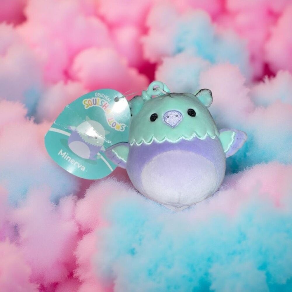NWT Squishmallows Minerva the Aqua & Purple Griffin Plush Clip P53